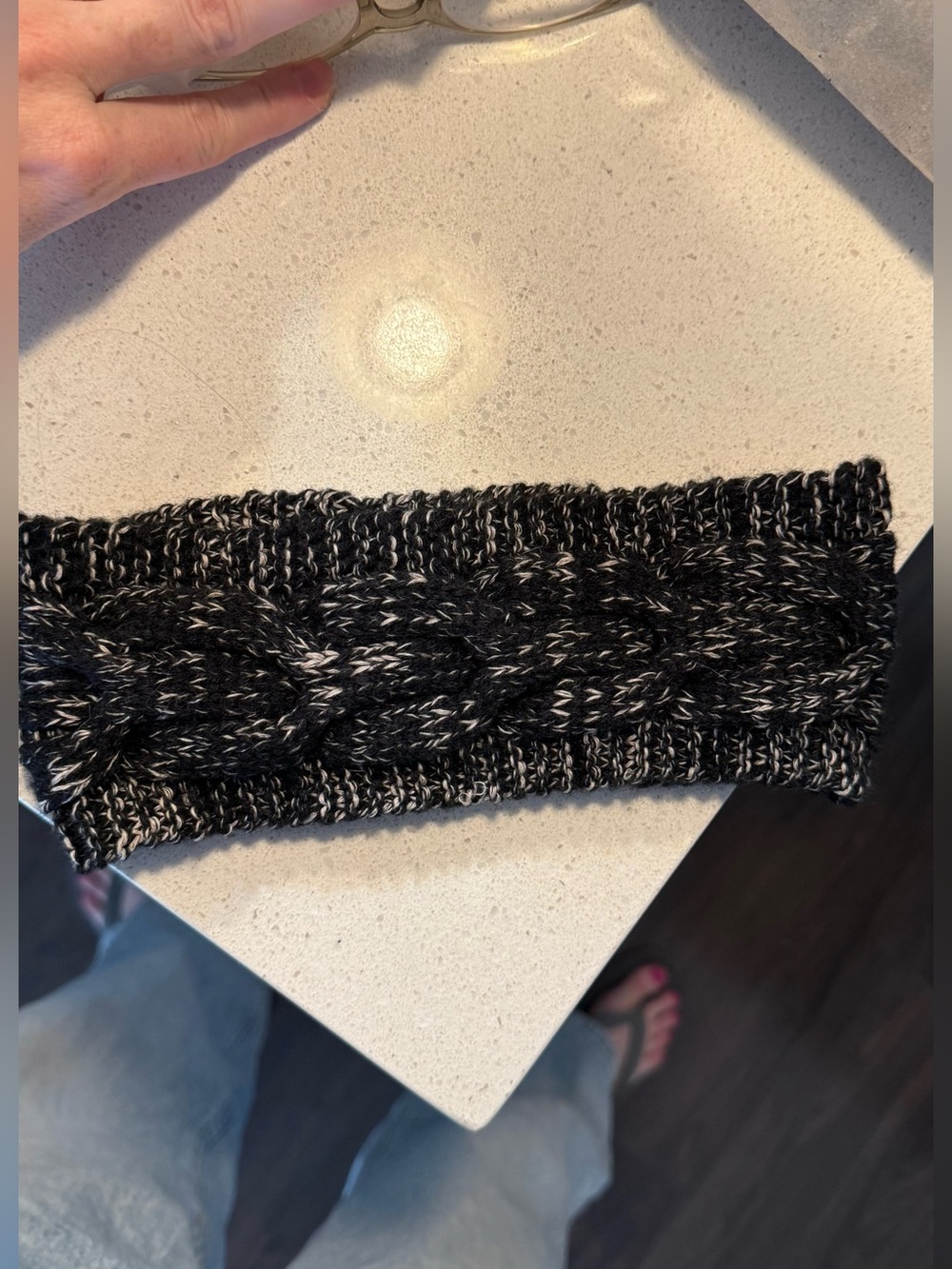 Roots Black and White Cable Knit Headband